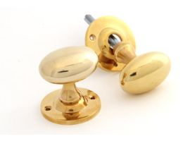 From The Anvil Polished Brass Oval Mortice/Rim Knob Set