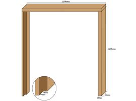 Tulipwood double door casing, 30mm thickness, rebated 44mm