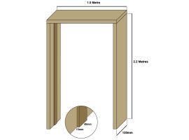 Tulipwood double door casing, 20mm thickness, loose stops